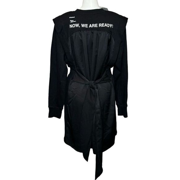 Zara NWT black long sleeve graphic print sweatshirt dress size L - Picture 1 of 14
